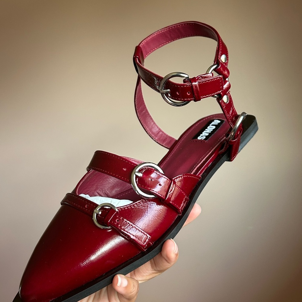 ALOHAS Red Ankle Strap Loafers